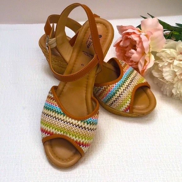 Spring Step Leather Upper Summer Cork Wedge Size EU 41 - Picture 1 of 6